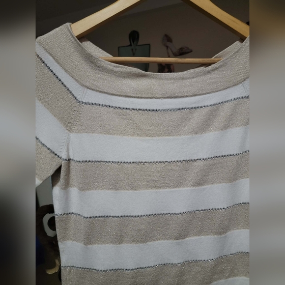 White House Black Market Metallic Striped Long Sleeve - Picture 3 of 5